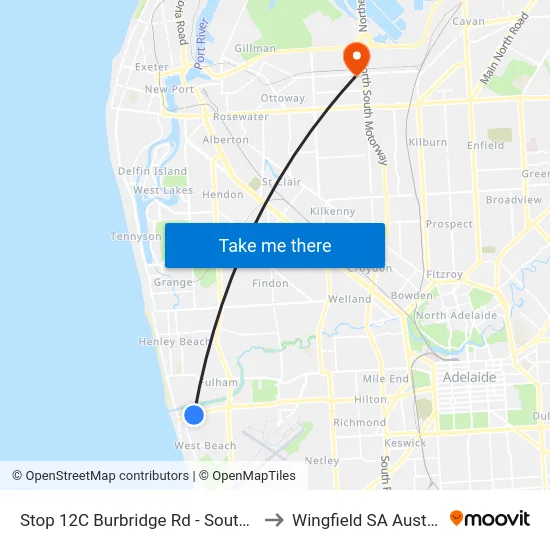 Stop 12C Burbridge Rd - South side to Wingfield SA Australia map
