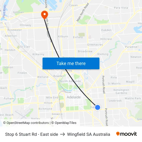 Stop 6 Stuart Rd - East side to Wingfield SA Australia map