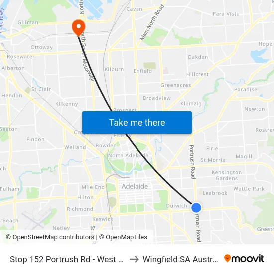 Stop 152 Portrush Rd - West side to Wingfield SA Australia map