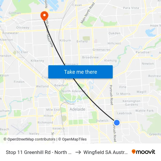Stop 11 Greenhill Rd - North side to Wingfield SA Australia map