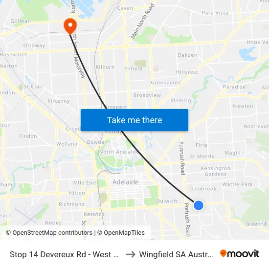 Stop 14 Devereux Rd - West side to Wingfield SA Australia map