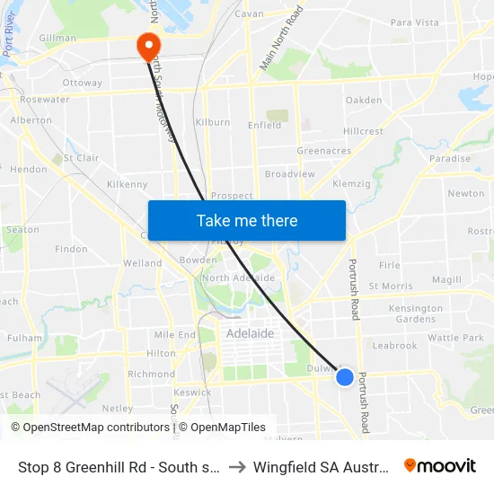 Stop 8 Greenhill Rd - South side to Wingfield SA Australia map