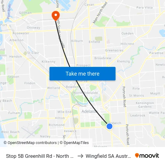 Stop 5B Greenhill Rd - North side to Wingfield SA Australia map