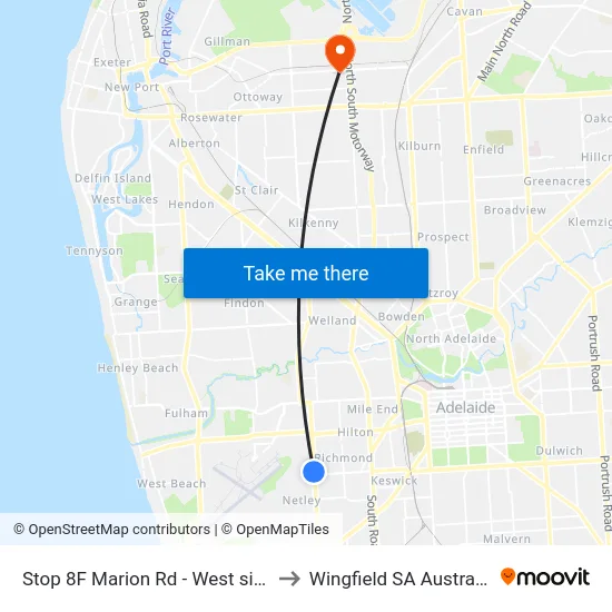 Stop 8F Marion Rd - West side to Wingfield SA Australia map