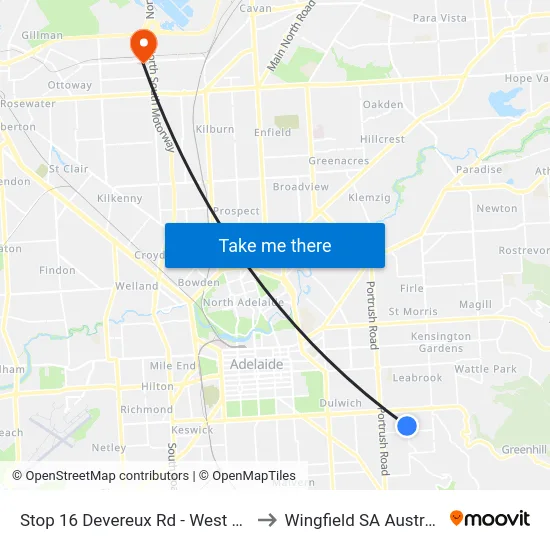 Stop 16 Devereux Rd - West side to Wingfield SA Australia map