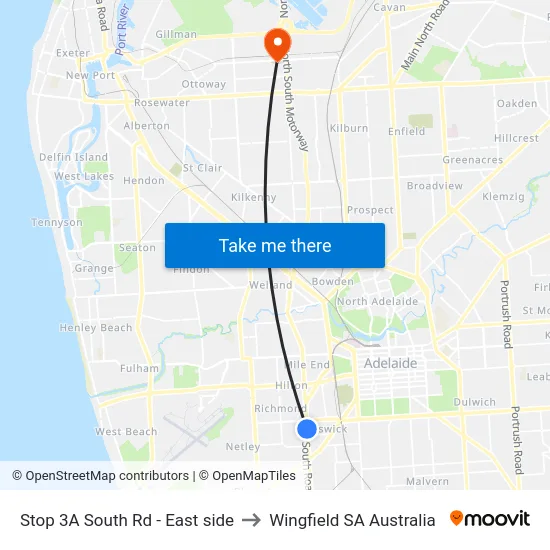 Stop 3A South Rd - East side to Wingfield SA Australia map