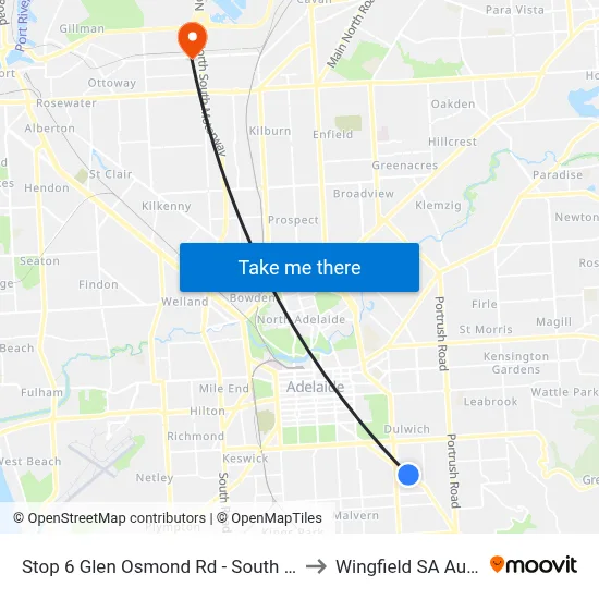 Stop 6 Glen Osmond Rd - South West side to Wingfield SA Australia map