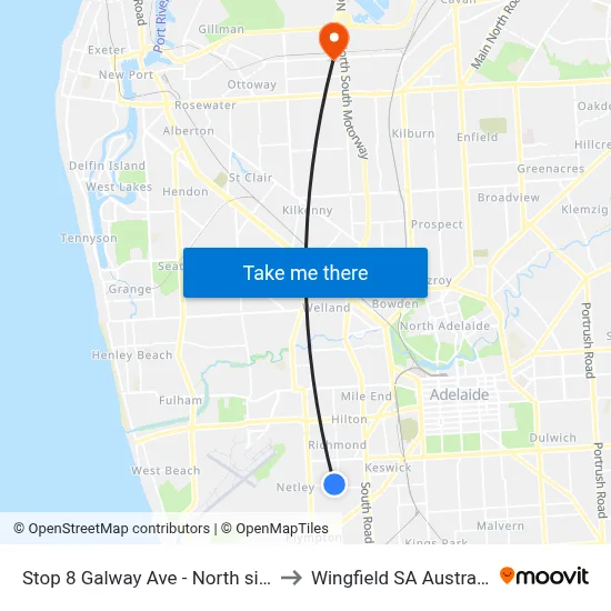 Stop 8 Galway Ave - North side to Wingfield SA Australia map