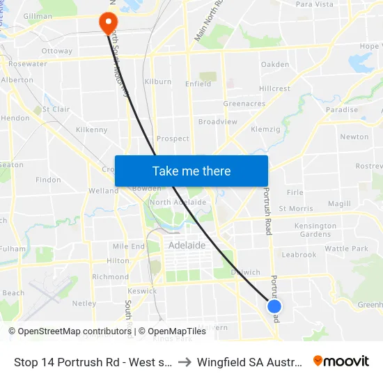 Stop 14 Portrush Rd - West side to Wingfield SA Australia map