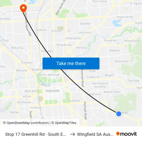 Stop 17 Greenhill Rd - South East side to Wingfield SA Australia map