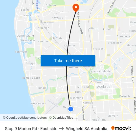 Stop 9 Marion Rd - East side to Wingfield SA Australia map