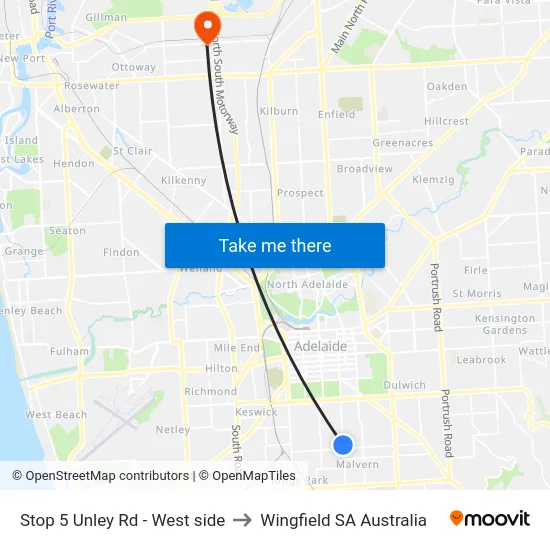Stop 5 Unley Rd - West side to Wingfield SA Australia map