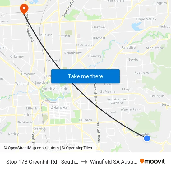 Stop 17B Greenhill Rd - South side to Wingfield SA Australia map