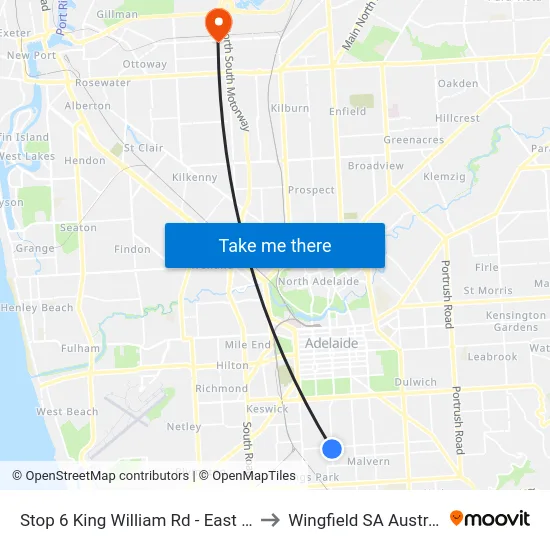 Stop 6 King William Rd - East side to Wingfield SA Australia map