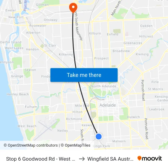 Stop 6 Goodwood Rd - West side to Wingfield SA Australia map
