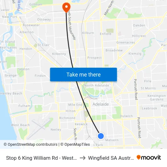 Stop 6 King William Rd - West side to Wingfield SA Australia map
