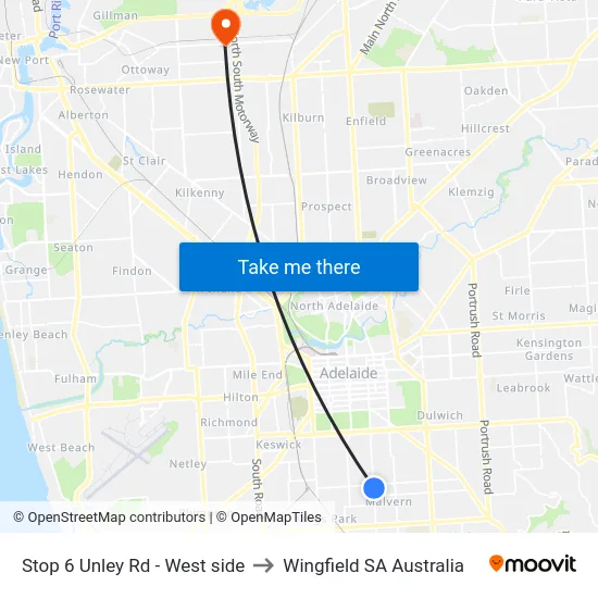 Stop 6 Unley Rd - West side to Wingfield SA Australia map