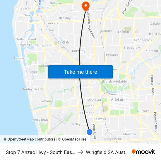 Stop 7 Anzac Hwy - South East side to Wingfield SA Australia map