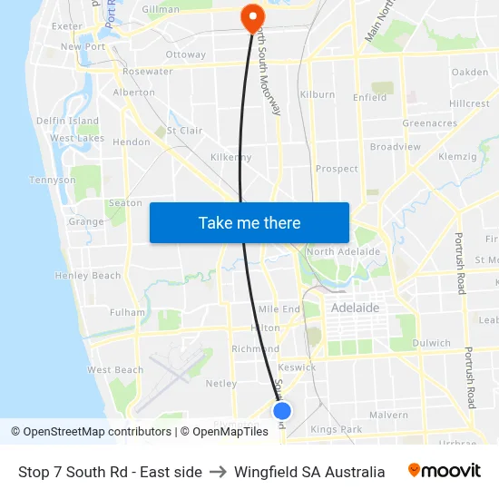 Stop 7 South Rd - East side to Wingfield SA Australia map