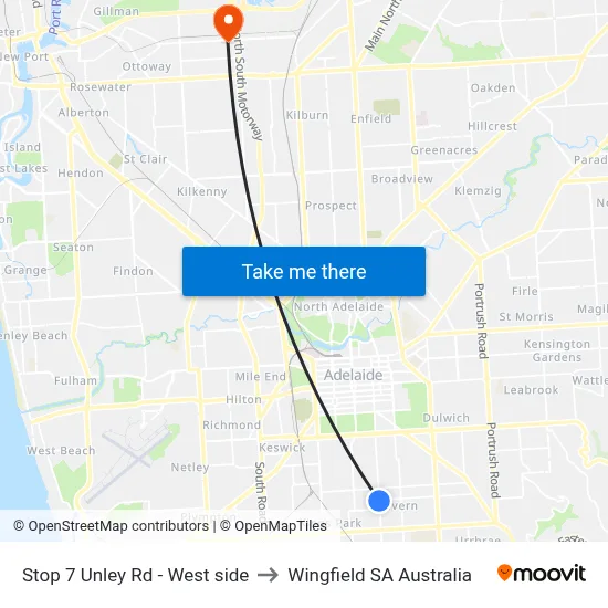 Stop 7 Unley Rd - West side to Wingfield SA Australia map