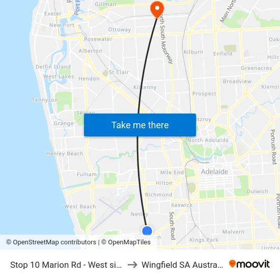 Stop 10 Marion Rd - West side to Wingfield SA Australia map