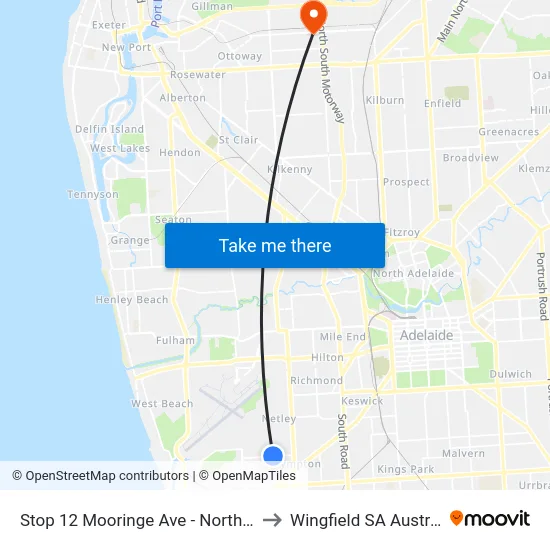 Stop 12 Mooringe Ave - North side to Wingfield SA Australia map