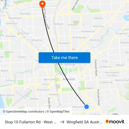 Stop 10 Fullarton Rd - West side to Wingfield SA Australia map
