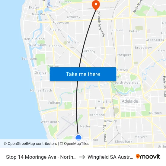 Stop 14 Mooringe Ave - North side to Wingfield SA Australia map
