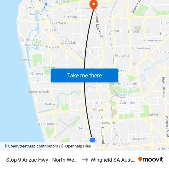 Stop 9 Anzac Hwy - North West side to Wingfield SA Australia map