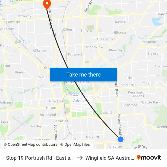 Stop 19 Portrush Rd - East side to Wingfield SA Australia map