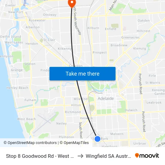 Stop 8 Goodwood Rd - West side to Wingfield SA Australia map