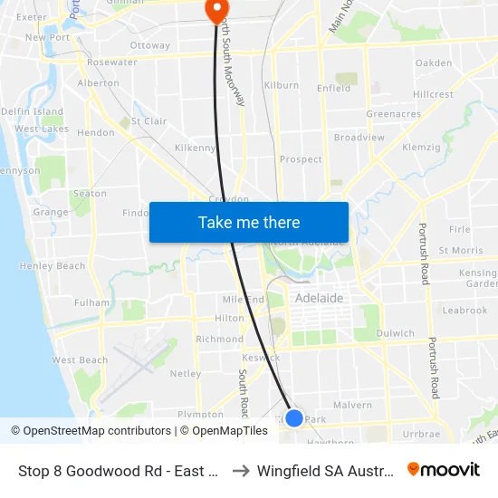 Stop 8 Goodwood Rd - East side to Wingfield SA Australia map