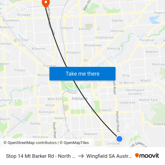Stop 14 Mt Barker Rd - North side to Wingfield SA Australia map