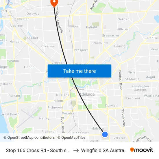 Stop 166 Cross Rd - South side to Wingfield SA Australia map