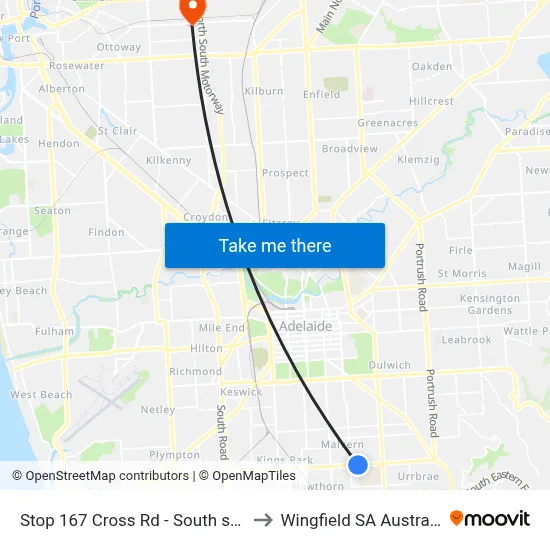 Stop 167 Cross Rd - South side to Wingfield SA Australia map