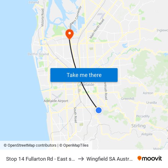 Stop 14 Fullarton Rd - East side to Wingfield SA Australia map