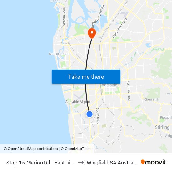 Stop 15 Marion Rd - East side to Wingfield SA Australia map
