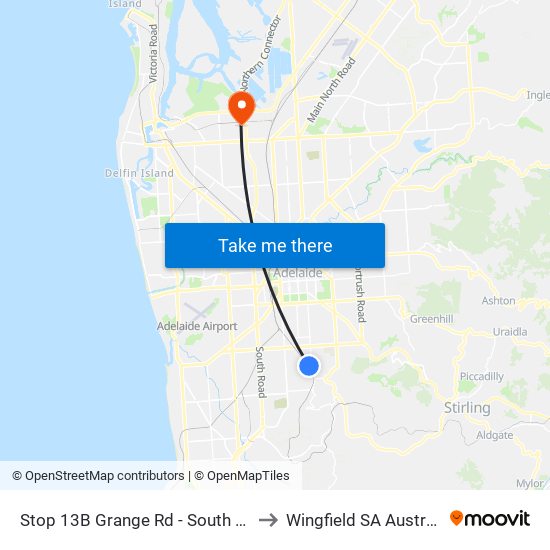 Stop 13B Grange Rd - South side to Wingfield SA Australia map
