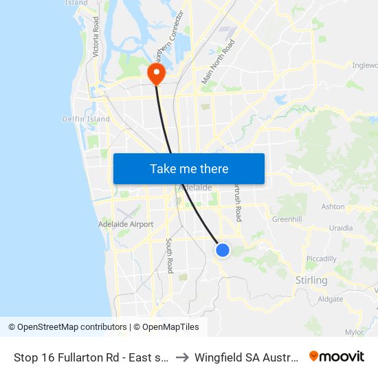 Stop 16 Fullarton Rd - East side to Wingfield SA Australia map