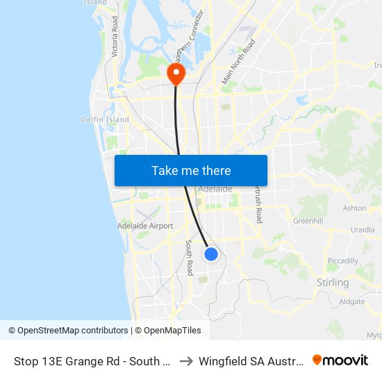 Stop 13E Grange Rd - South side to Wingfield SA Australia map