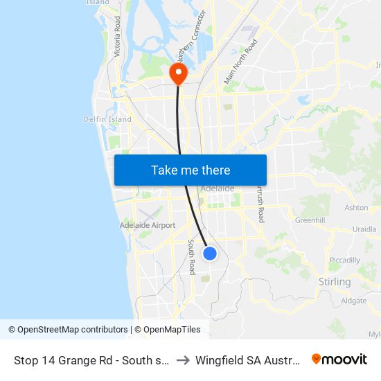 Stop 14 Grange Rd - South side to Wingfield SA Australia map