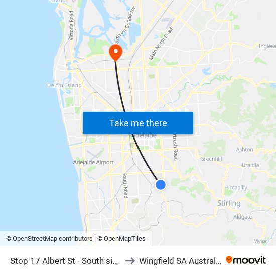 Stop 17 Albert St - South side to Wingfield SA Australia map