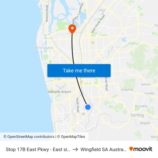 Stop 17B East Pkwy - East side to Wingfield SA Australia map