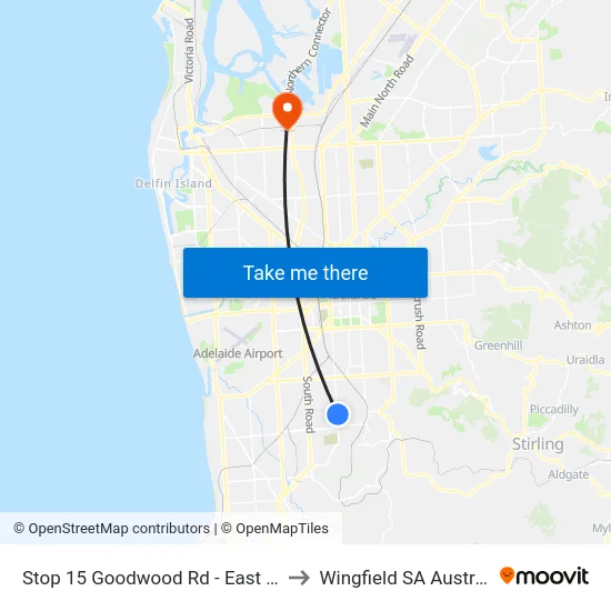 Stop 15 Goodwood Rd - East side to Wingfield SA Australia map