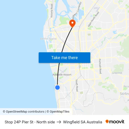 Stop 24P Pier St - North side to Wingfield SA Australia map