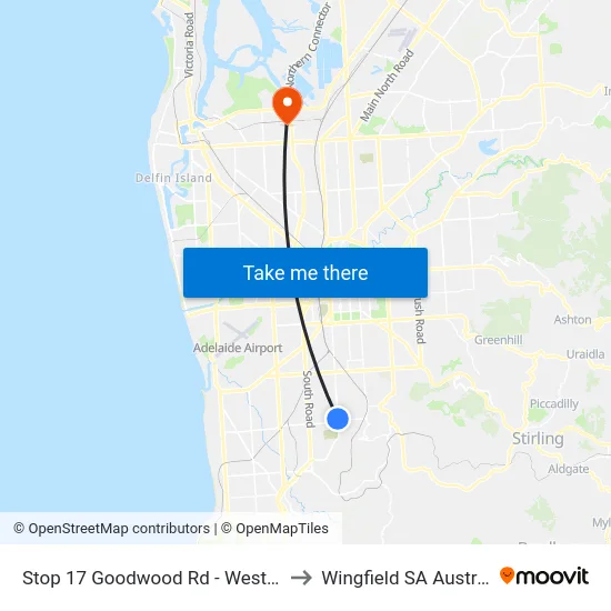 Stop 17 Goodwood Rd - West side to Wingfield SA Australia map