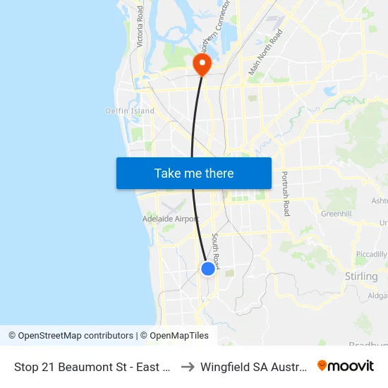 Stop 21 Beaumont St - East side to Wingfield SA Australia map