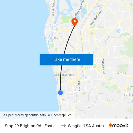 Stop 29 Brighton Rd - East side to Wingfield SA Australia map