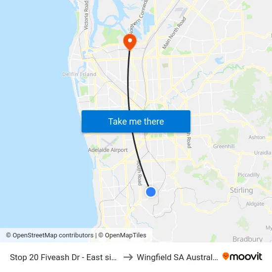 Stop 20 Fiveash Dr - East side to Wingfield SA Australia map