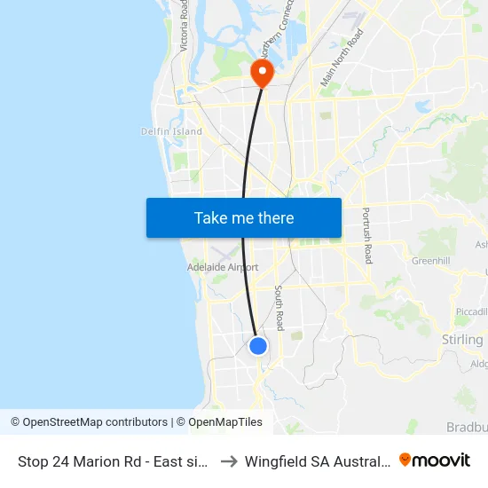 Stop 24 Marion Rd - East side to Wingfield SA Australia map